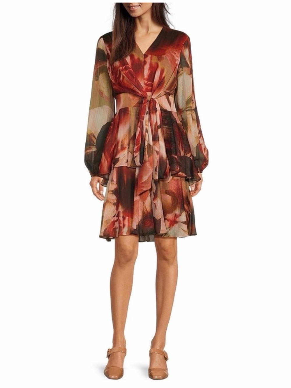 Alex Marie Dress Floral Print Chiffon Tie at Waist Tiered
Ruffle Dress size‎ 6
